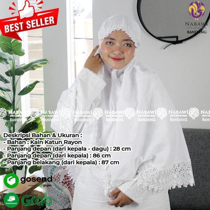 Jilbab Ihram Ihrom Wanita Putih Polos Rayon Jumbo Renda Perlengkapan H