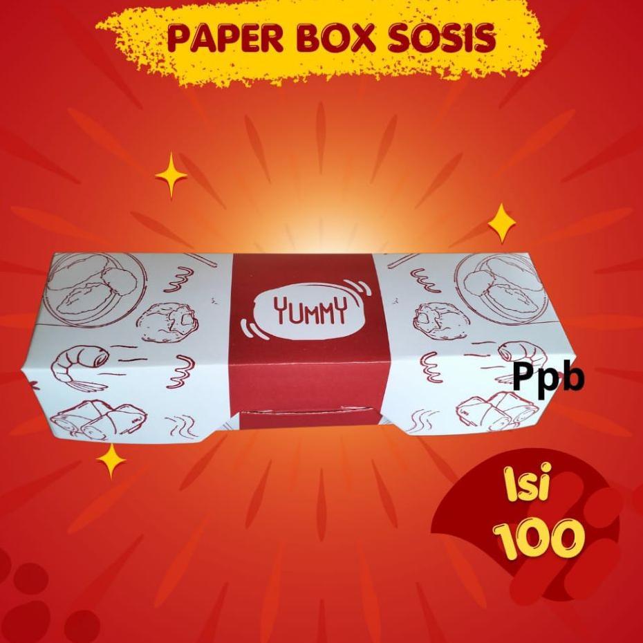 Paper Box-Box-Sosis-Box Makanan-Motif Merah