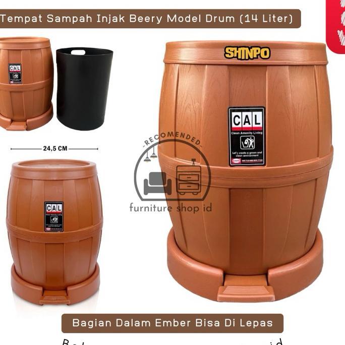 Shinpo - Tempat Sampah Injak 14 Liter Model Drum Mini - Tempat Sampah Indoor