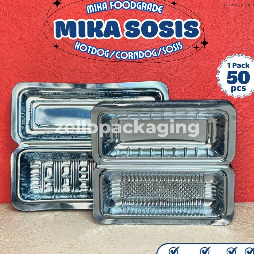 Tray Mika Sosis Besar Kecil Piscok Kemasan Roti Box Corndog Pisang Keju Lumer Isi 100 50