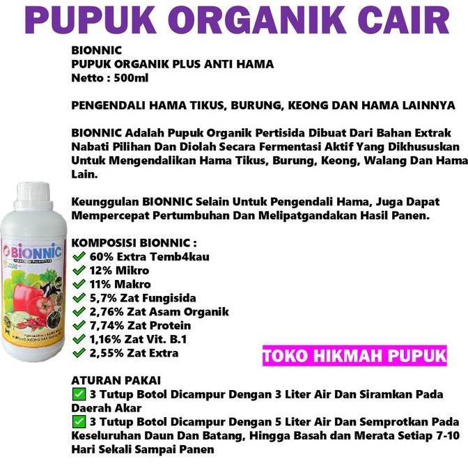 Pupuk Organik Plus Anti Hama Tanaman Kacang Panjang BIONNIC 500 ML Pupuk Organik Penyubur Kacang Pan