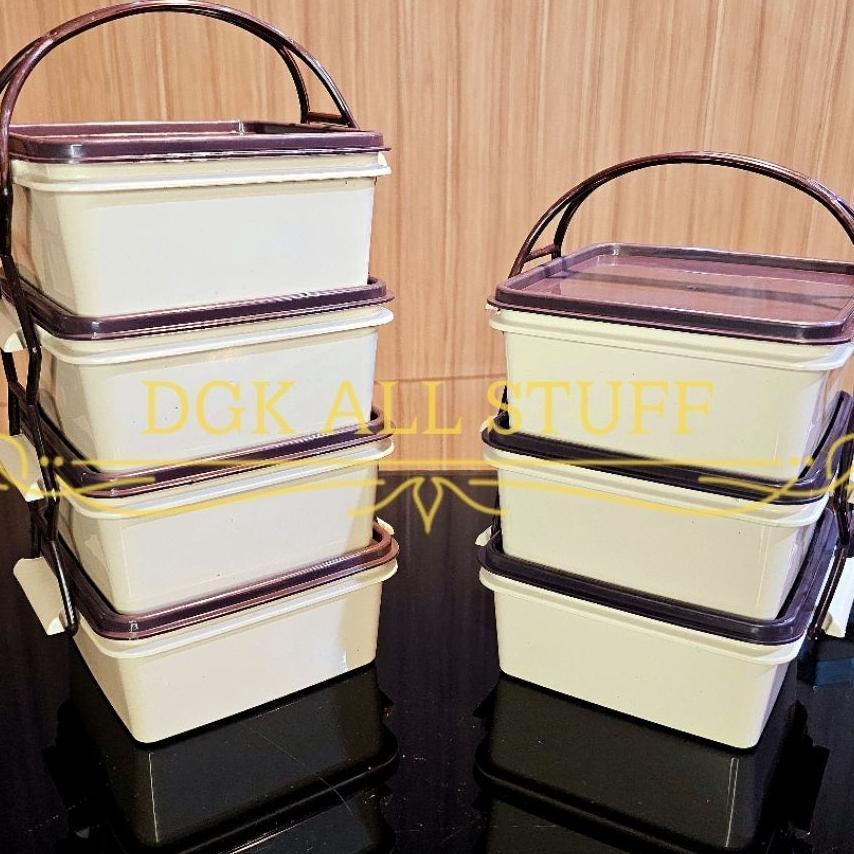 Rantang Segi Persegi Petak Tempat Kotak Makan Bekal Bontot Anak Kerja Katering Prasmanan Piknik Haja