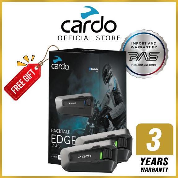 NEW CARDO PACKTALK EDGE DUO INTERCOM HELM MOTOR MESH BLUETOOTH WATERPROOF IP67 ORI