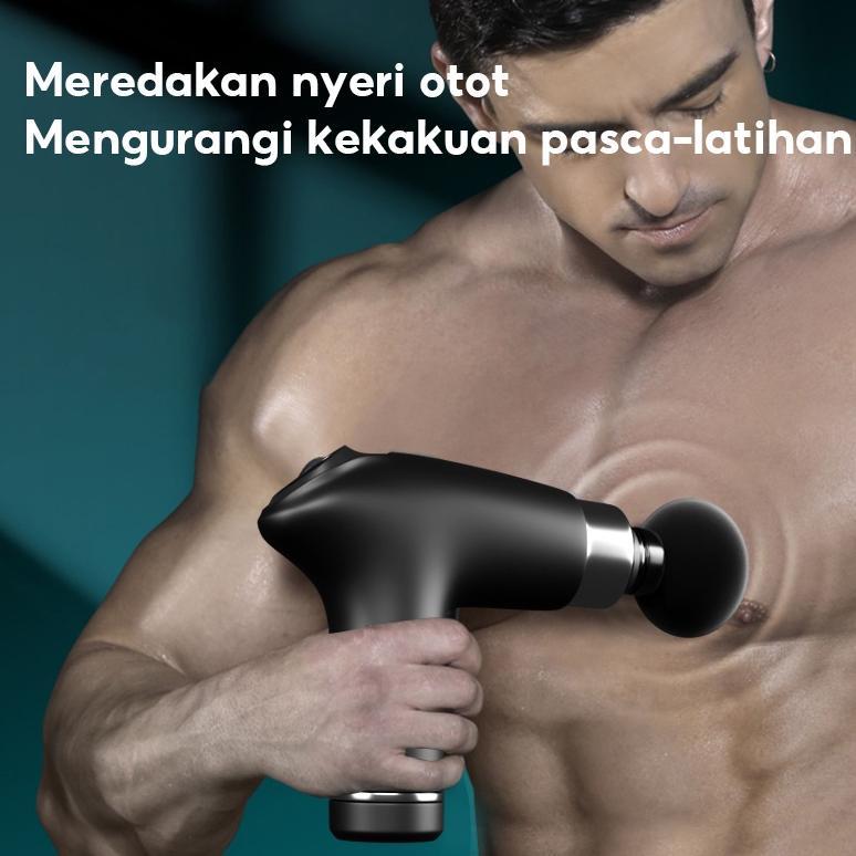 Terbaru HAN RIVER Alat Pijat MASSAGE GUN - DEEP TISSUE MUSCLE MASSAGER GUN-HITAM