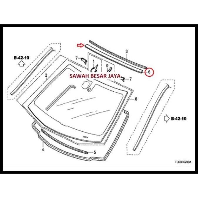 TERBARU KARET MOLDING LIST LIS KACA BESAR DEPAN BAGIAN ATAS HONDA ACCORD CP2 