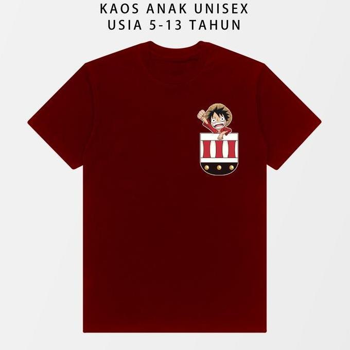 Kaos Oblong Anak Luffy Pocket Tshirt anak laki luffy anime Hoodie Kids