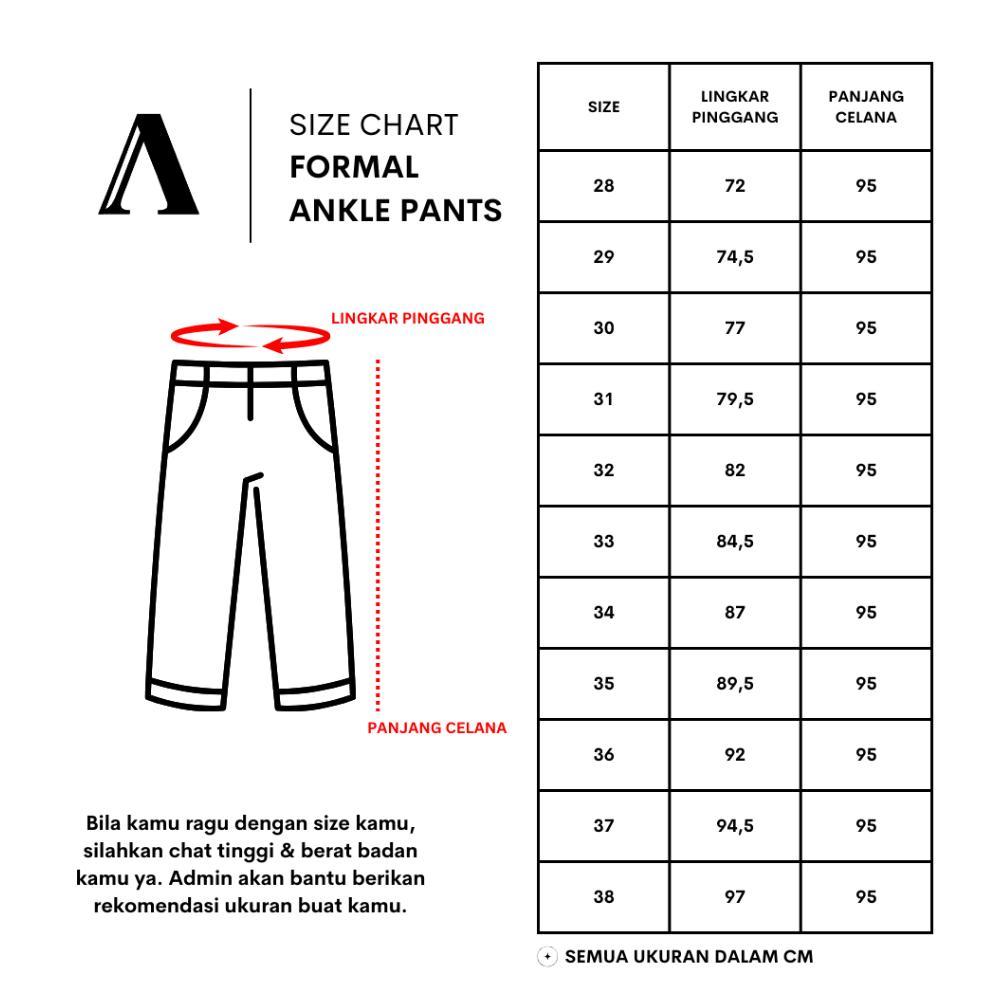 100% aman almano formal ankle pants cream / celana formal kantor slim fit panjang pria krem