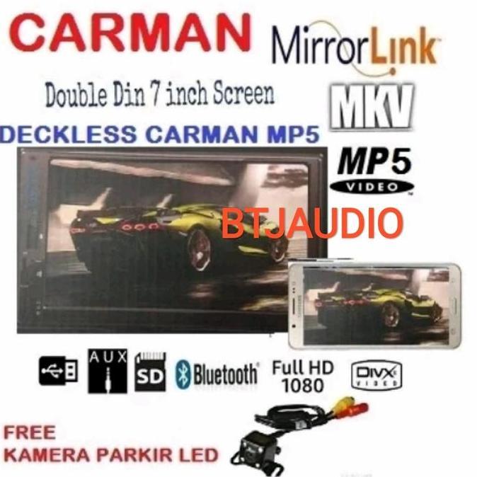 HEAD UNIT TAPE MOBIL DOUBLE DIN DECKLESS ROCKBOX MIRRORLINK+KAMERA LED