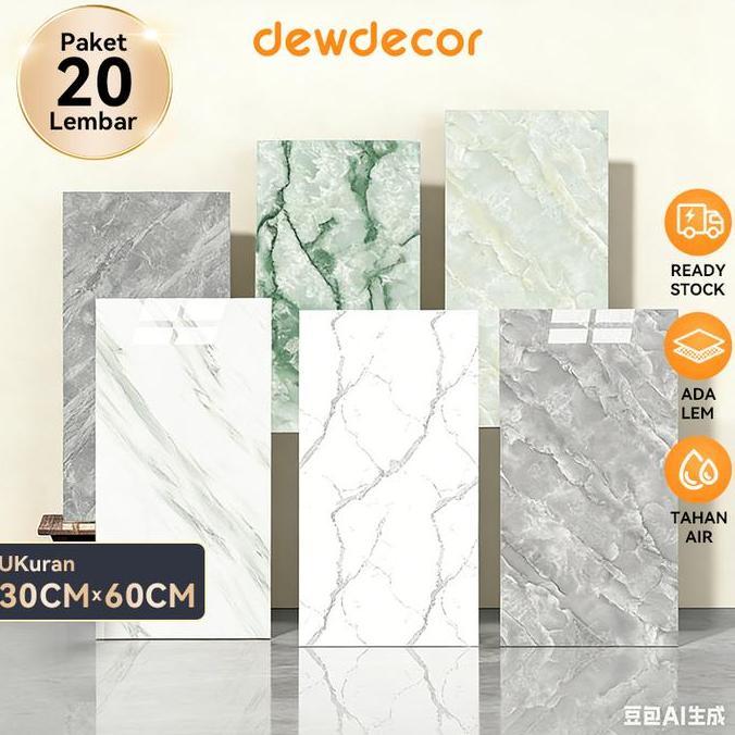 [30Cm X 60Cm] Dewdecor - Paket 20 Lembar Wallpaper Dinding Foam Kamar Aesthetic Premium Pet Vinyl Ma