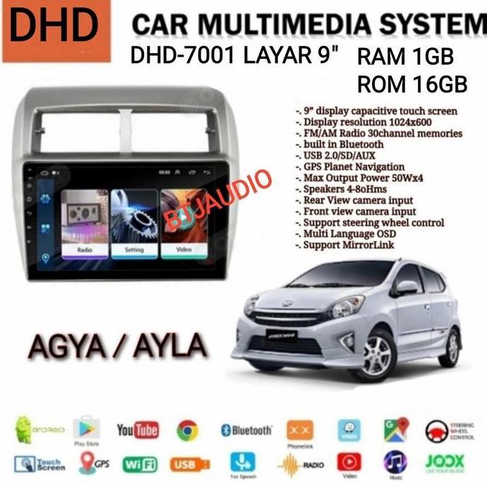 DHD HEAD UNIT TAPE TV ANDROID DHD-7001 LAYAR 9 INCH RAM 1GB ROM 16GB Untuk Toyota Agya & Diahatsu Ay