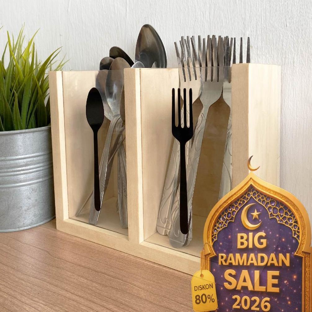 TEMPAT SENDOK GARPU AESTHETIC/ CUTLERY HOLDER WOODEN/ TEMPAT SENDOK GARPU NATURAL & MINIMALIS