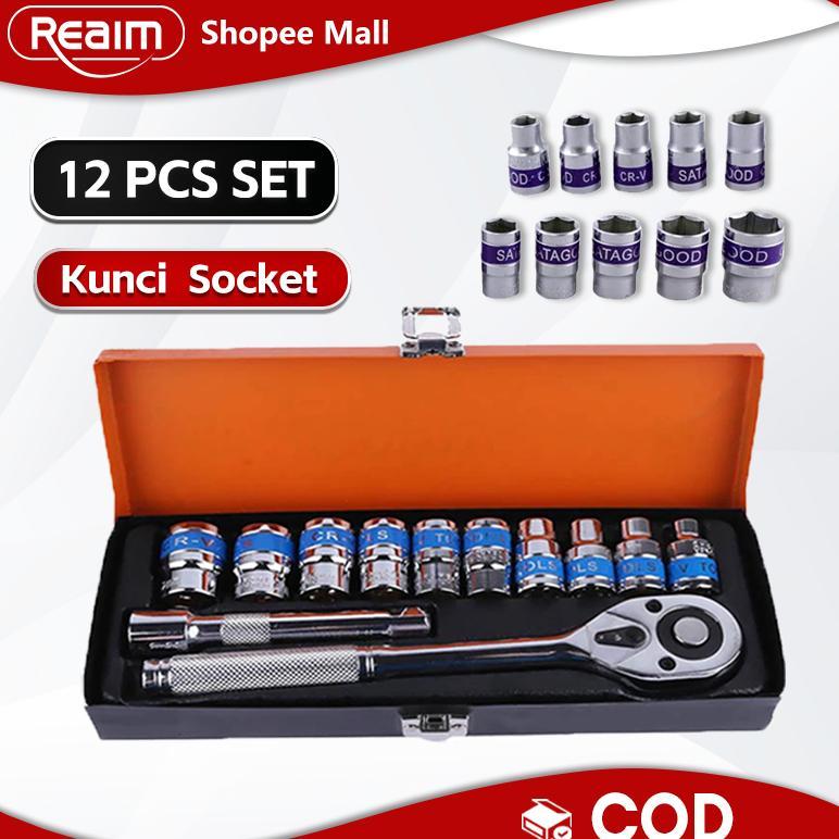 Reaim Kunci  Sok 12PCS Kunci Set Lengkap Kunci Set Toolkit Set Tool Box Set Lengkap