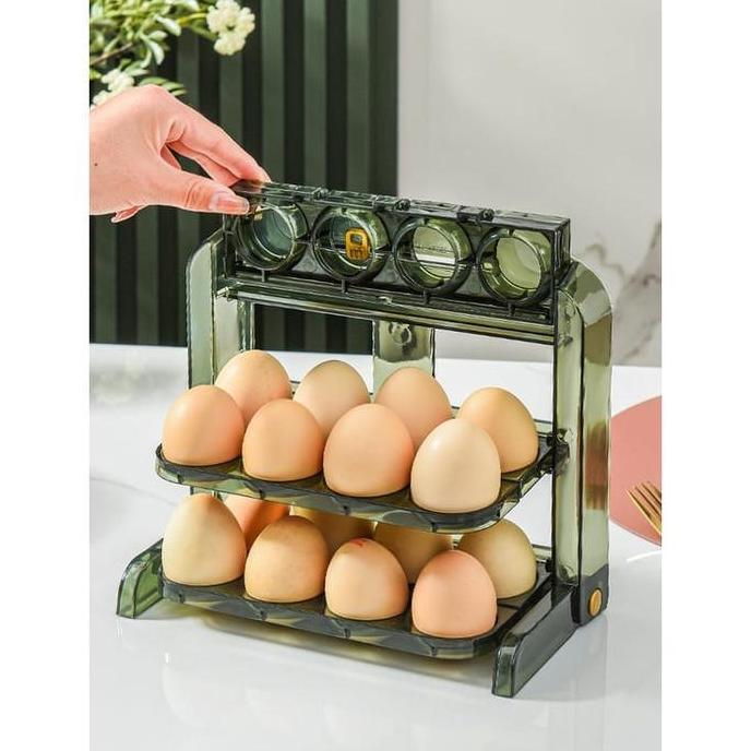 Rak Telur 3 Layers Egg Box/Kotak Penyimpanan Telur Rak Serbaguna 24 Lubang Plastik IS