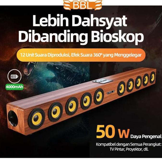 Krisna_satu7 - Soundbar BBL-M10 10 Speaker, Bluetooth 5.3, Bass 360 & Kayu Solid - Suara Cinema di R