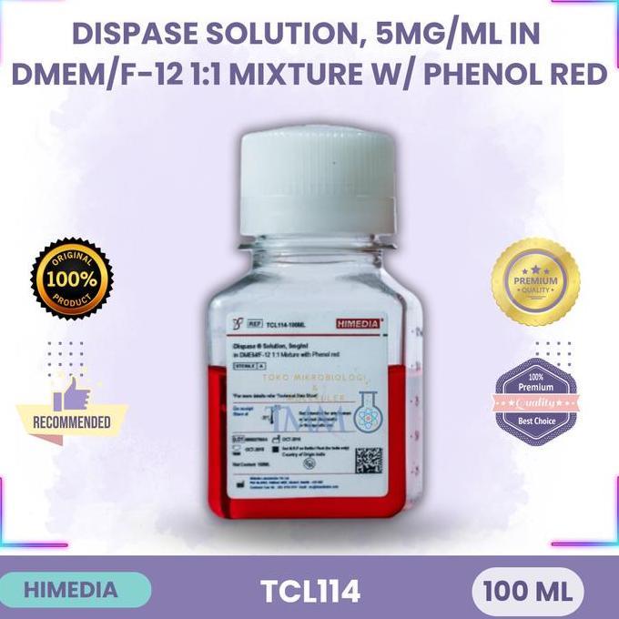 TERBARU Dispase Solution, 5mg/ml in DMEM/F-12 1:1 Mixture w/ Phenol red, 100 ml | HIMEDIA - TMM PROM