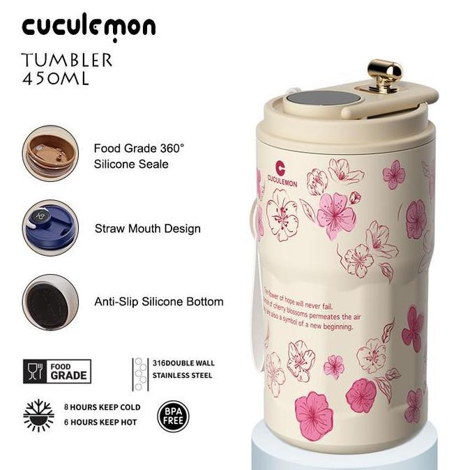 NEW CUCULEMON DIGITAL SMART DISPLAY COFFEE TUMBLER 450ML TAMLER HOT COOL STAINLESS STEEL TUMBLER COF