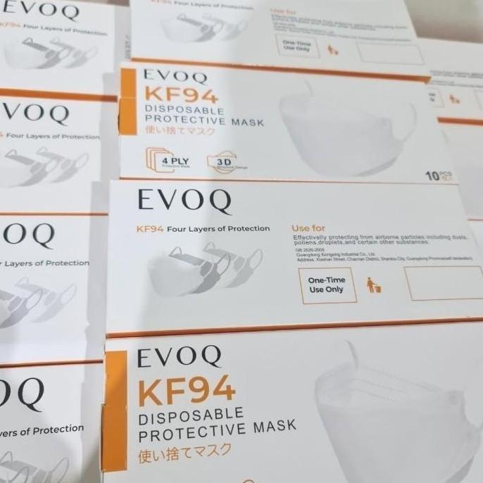 Masker Kf94 Premium Evoq Isi 10 Pcs 4Ply Warna Biru Tosca Blue Mint
