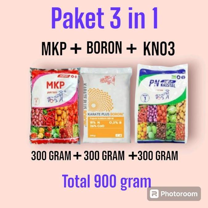 meysaless - paket hemat 900 gram pupuk mkp + kno3 + boron paket pupuk anggur