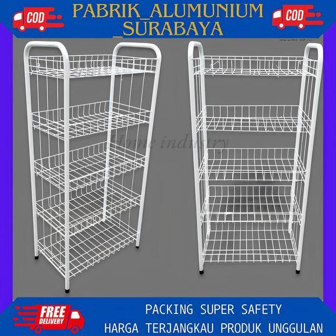 Rak Serbaguna Jumbo Susun 5/Rak Chiki/Rak Besi/Rak Toko/Rak Display/Rak Keranjang/Rak Sembako