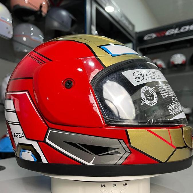 AGEA Helm Anak Full Face  Laki Laki Cowok Usia 3-6 Tahun Motif Karakter Iron Man Aman Berkualitas