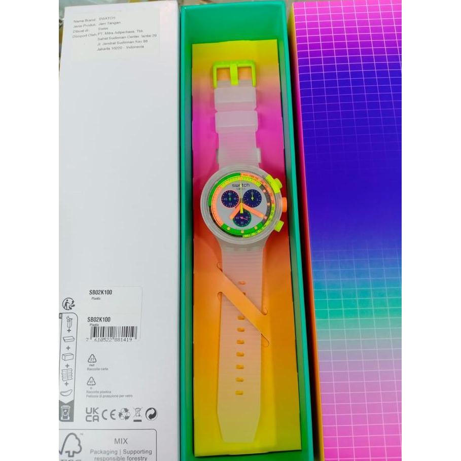 Ready  Jam Tangan SWATCH Original Big Bold SB02K100 SWATCH NEON JELLY Original