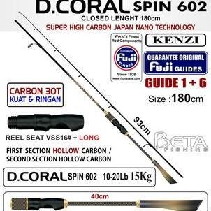 NEW KENZI Rod Pancing D'Coral Spin 602 Fuji Guides Carbon Joran