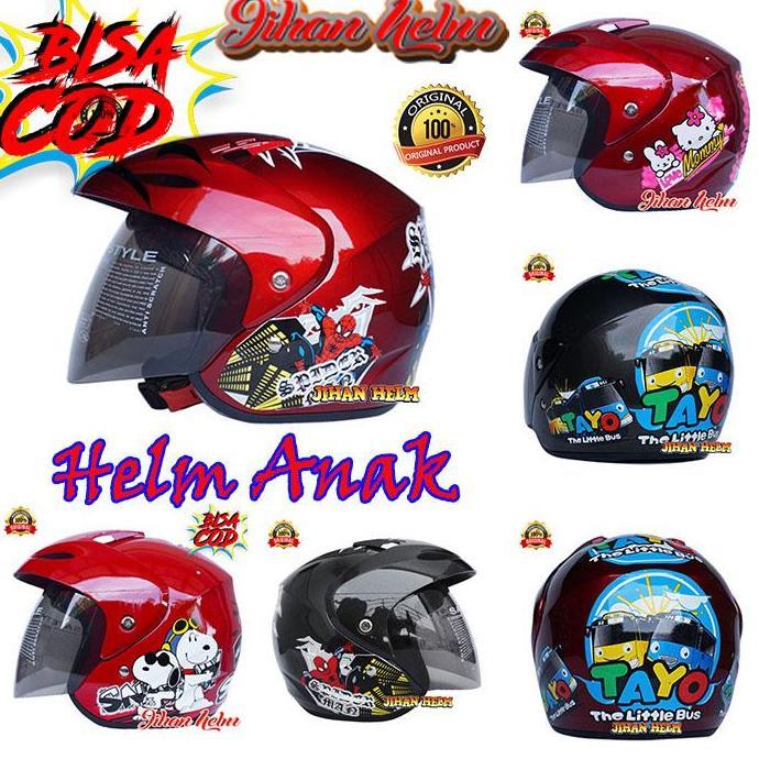 Helm Anak / Helm Jm / Helm Jm Junior Red Maroon Spiderman Terbaru