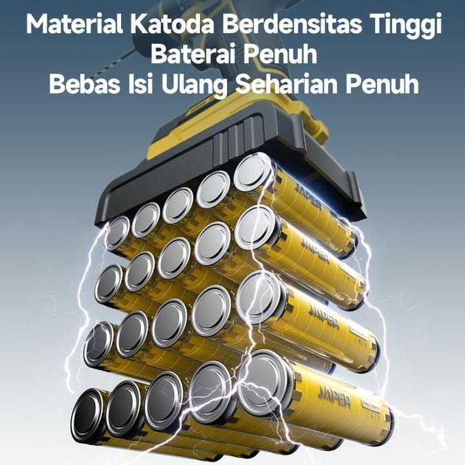 Promo Japer Rig Bor Listrik Pengisi Daya Isi Ulang 21V Set Bor Listrik Tanpa Kabel Mata Bor / Bor Li