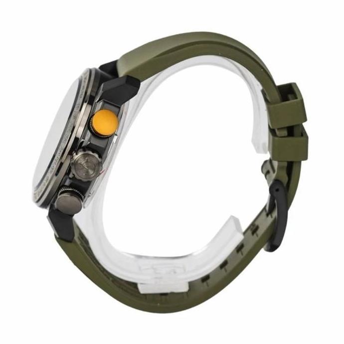 Jam Tangan Pria Alexandre Christie Chronograph AC 6565 MCREPGN Black Dial Green Rubber Strap