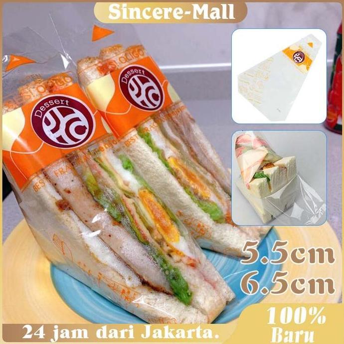 POIRENS 100 Pcs Kemasan Plastik Sandwich Segitiga Praktis / Plastik Roti Sandwich / Box Sandwich Seg