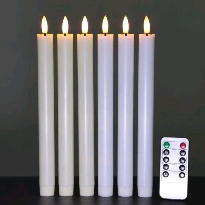 Lilin panjang Led Tall Longstick Penerangan Dekorasi Baterai Candle Light Lilin Lampu Elektri Putih