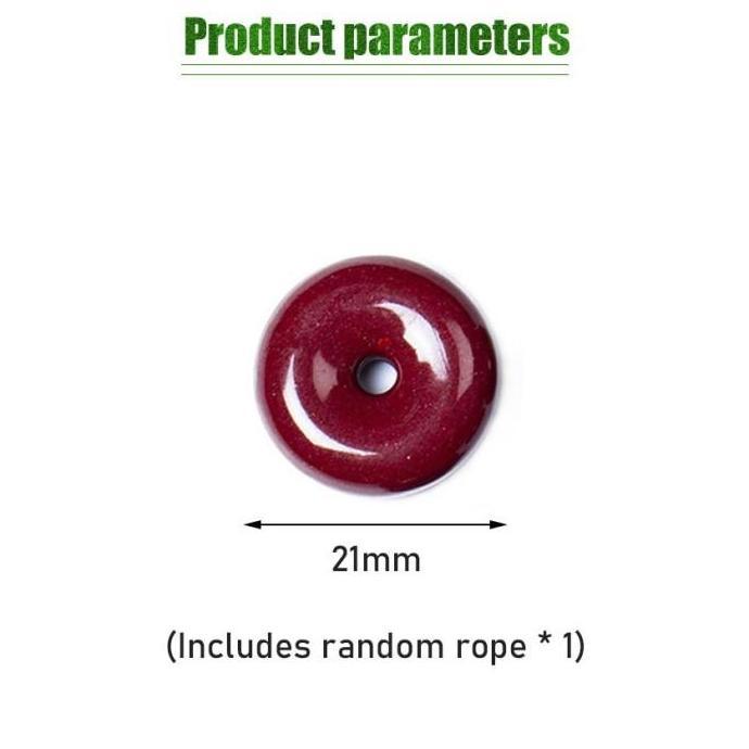 YUZABA Kalung Tali Batu Giok Chinese Merah Bentuk Donat Pria Wanita Cinnabar Pendant Necklace
