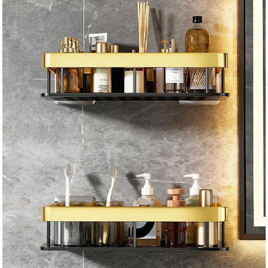Rak Dinding Kamar Mandi Tempel Besi Aluminium Hitam Anti Air Dan Karat Rak Sabun Kamar Mandi Rak Kam
