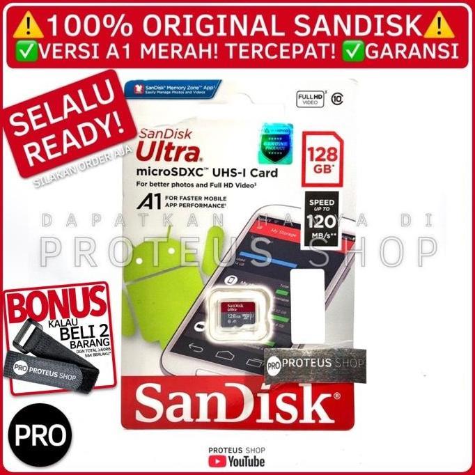 NEW MICRO SD CARD 128GB A1 100% ORIGINAL SANDISK SDXC MEMORI 128 GB ORI