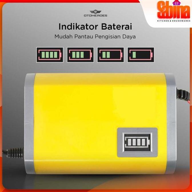 TERBARU Charger Aki Accu Portable Motor Mobil Battery 6A 12V EU Plug 20-80Ah BISA GRAB