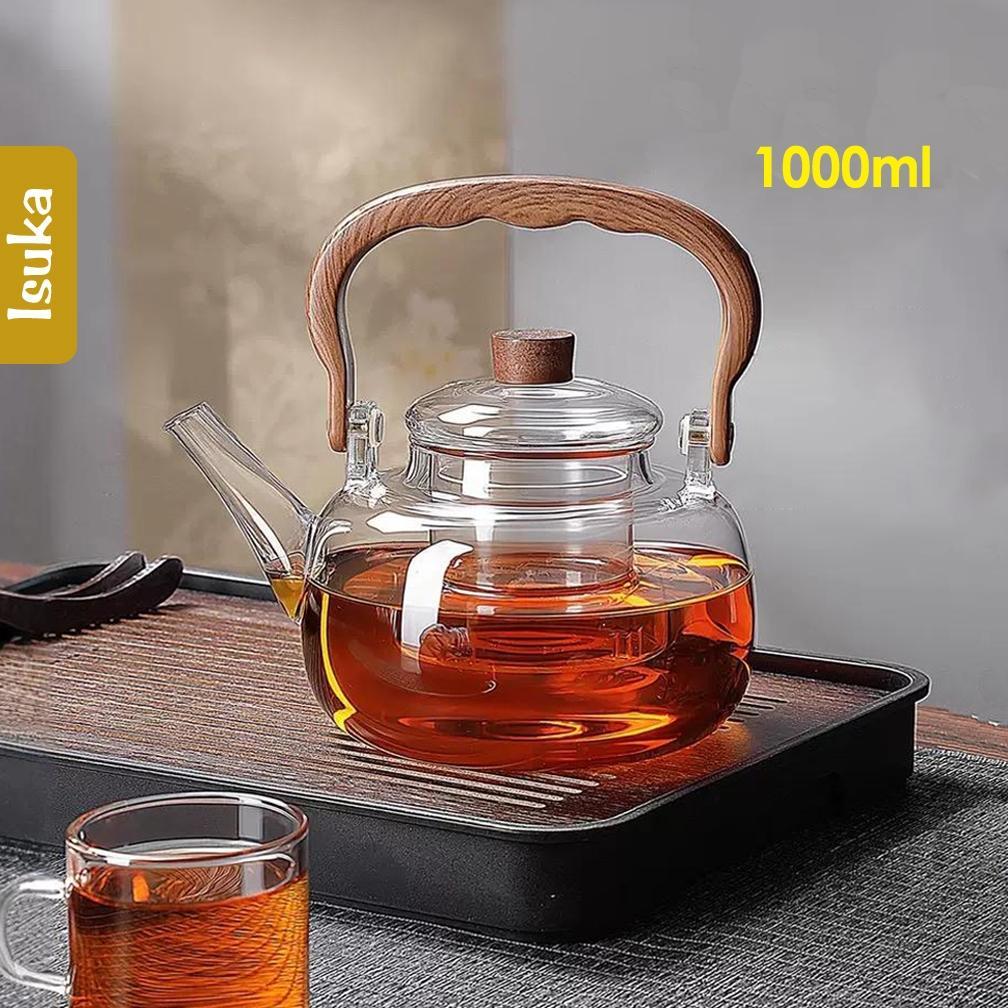 Teko Infuser Kaca Teapot Kaca Teko Tahan Panas Ceret Kopi Teko Kaca Estetik Sasko
