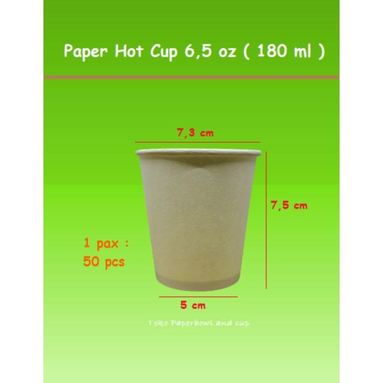 Paper Hot cup 65 oz 180 ml isi 1. pcs Polos Gelas Kertas Food Grade