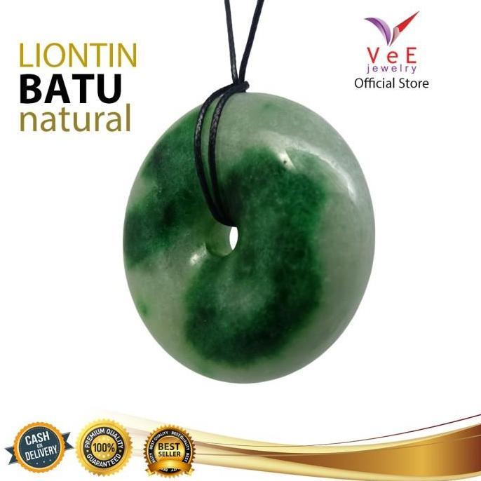 Kalung Liontin Batu Giok Asli Cina Donat Jumbo Hijau - VeE Liontin