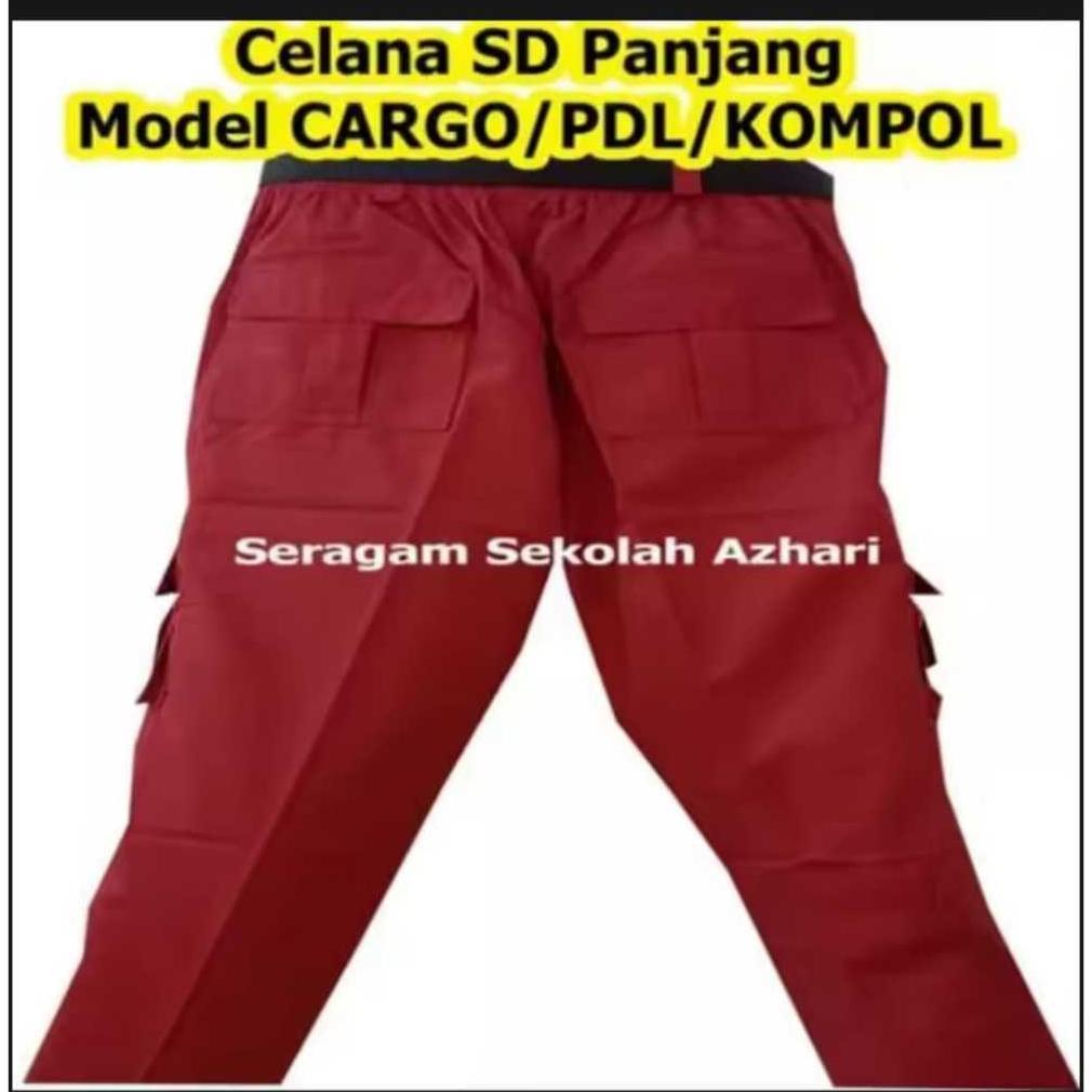 Termurah / Hot Sale Celana Merah Panjang Pdl/Gembol/Cargo Seragam Sekolah Sd Terbaik.