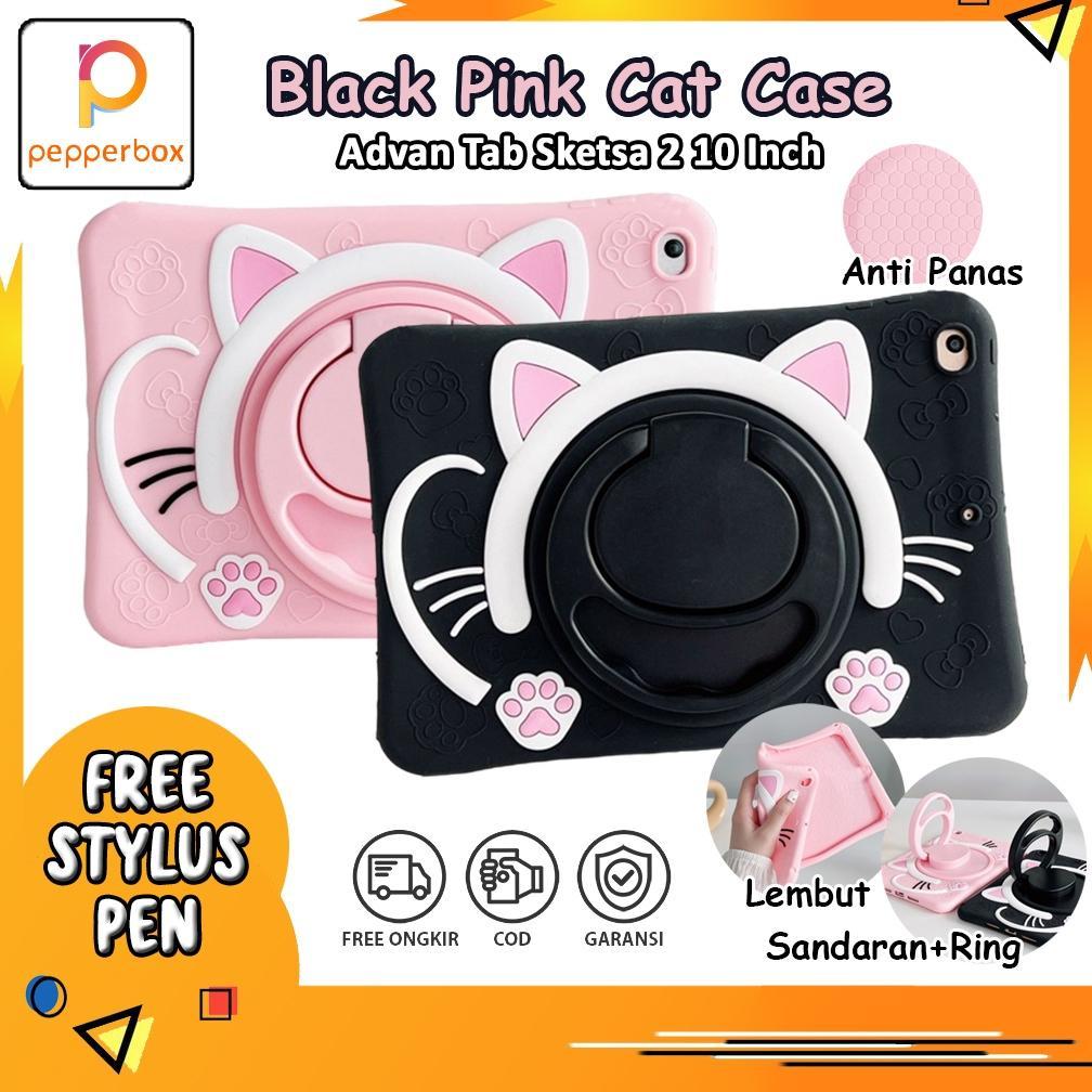 Case Advan Tab Sketsa 2 3 10 Inch Bonus Tali Selempang Kesing Anak Silicone Shockproof Rotate 360 St