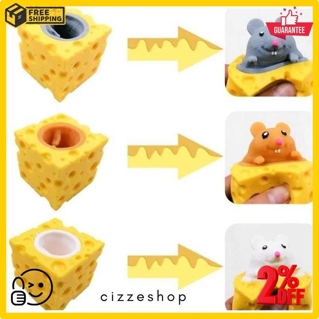 Promo Mainan Pop It Squishy Karet Silikon Keju Tikus / Mainan Squishy Tikus Keju Karet Silikon Pop I