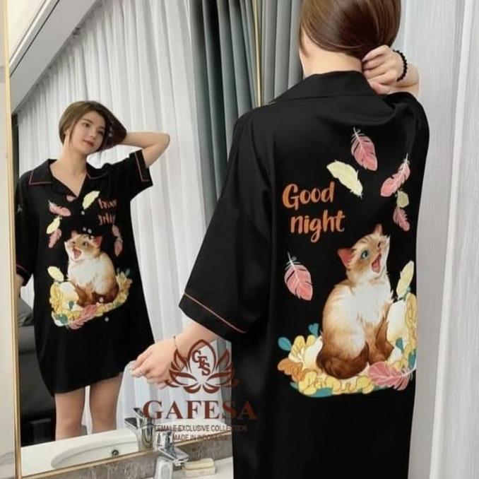 Gafesa - Kemeja daster import korean style Wanita Motif Lucu / kemeja tidur kekinian modern style / 