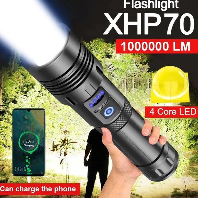 Senter Swat Led Sorot Super Terang 9000 Lumens Lampu Senter LED COB Cas USB Outdoor Senter Sorot Plu