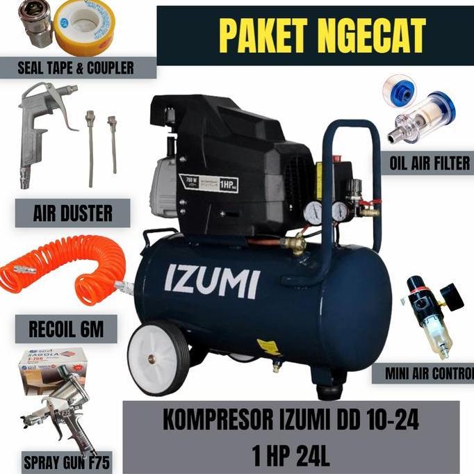 PAKET KOMPRESOR ANGIN LISTRIK OLI DIRECT 1HP 24 L LITER DD 1024 IZUMI