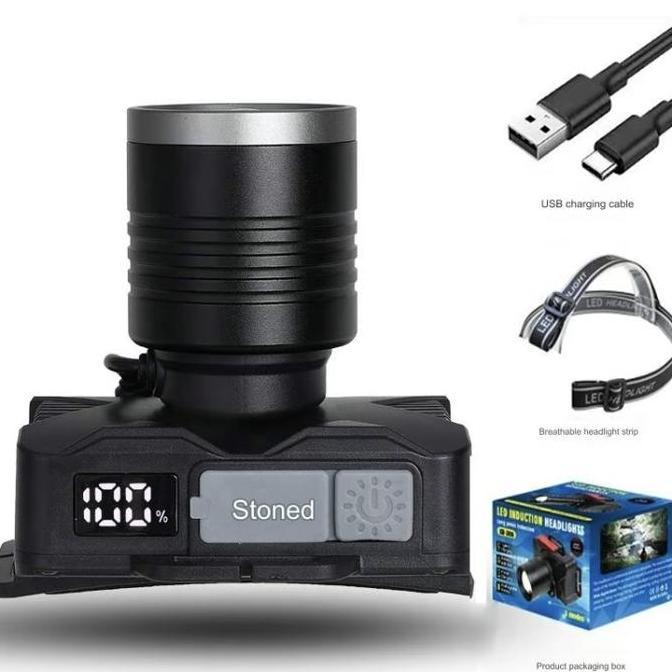Lampu depan senter LED super terang, senter LED super terang, lampu depan luar ruangan bertenaga, la