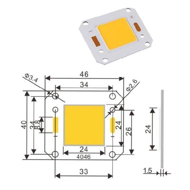 Ready  LED COB 30W 40x46mm White 6000-6500K Flip chip 30-34V 900mA