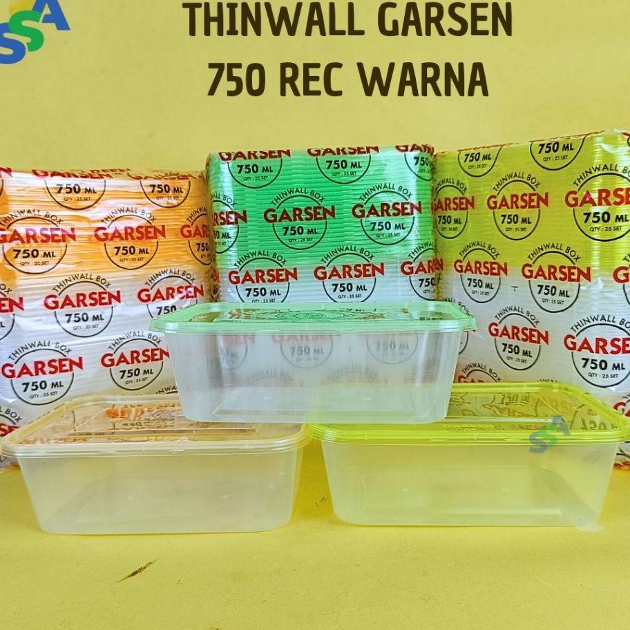 Thinwall Garsen 750 Ml Rectangle Warna / Thinwall Tutup Warna Isi 25 Pcs