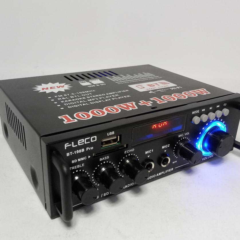 Fleco Bt-198B Pro Audio Amplifier Bluetooth 5.0 Amplifier Daya 2000 Watt