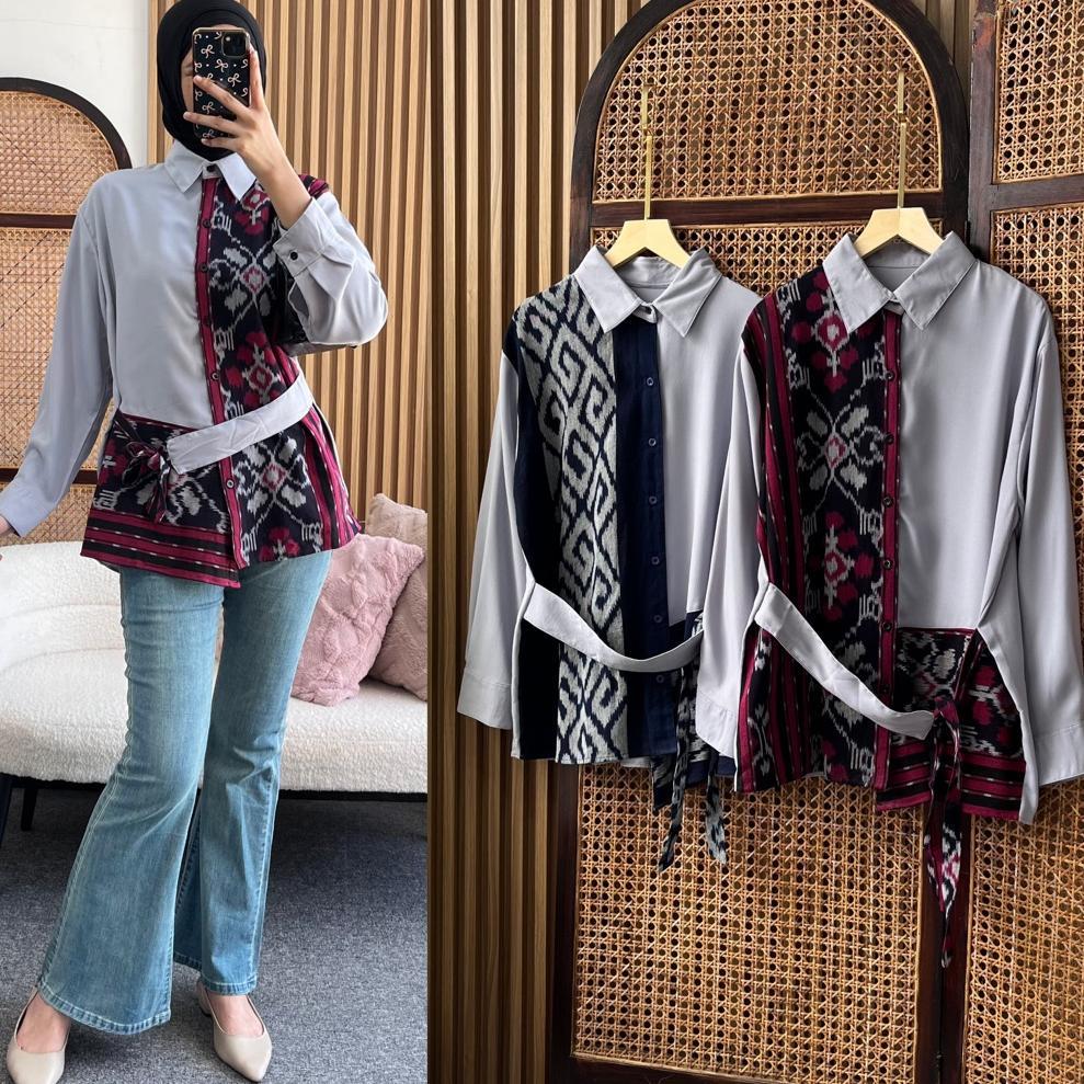 Little Butik Tenun Etnik Batik Shirt | Atasan Batik Wanita Batik Kerja