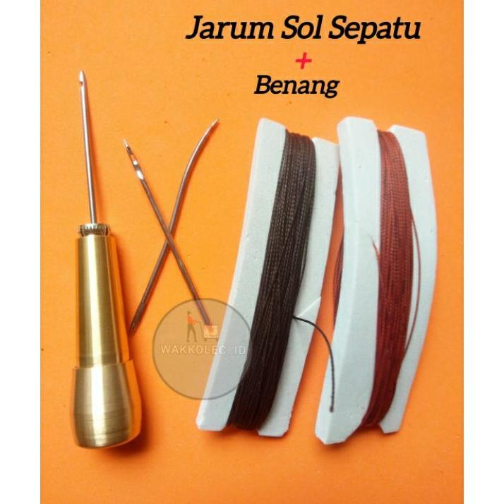 Jarum Sol Sepatu Besi Kuat + Benang Hitam/Coklat